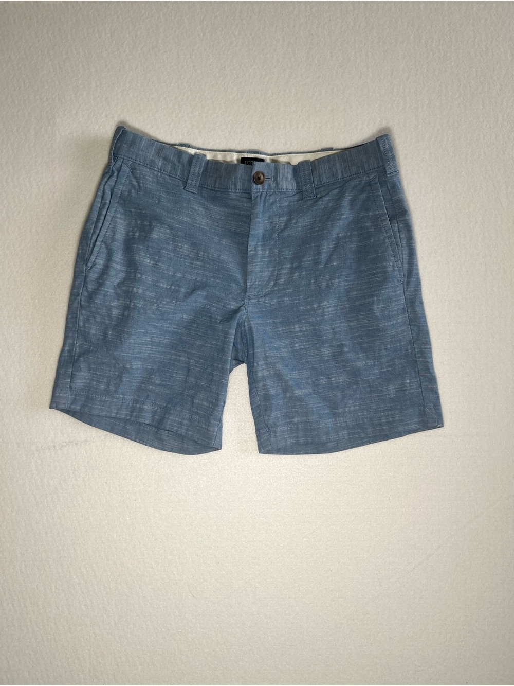 J.Crew Men’s 29 Blue Chambray Shorts 7” Inseam Cotton Stretch Chino